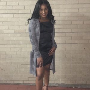 Checkered long line jacket